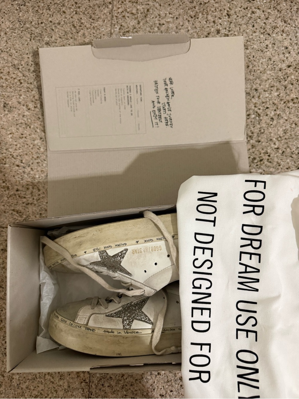 Golden Goose White Sneakers with Silver Glitter Star